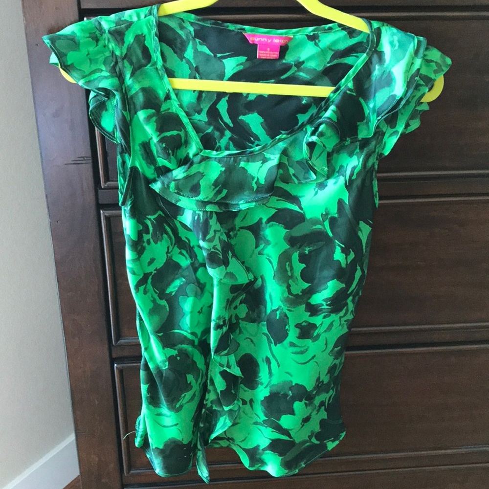 Ruffled Sunny Leigh green blouse